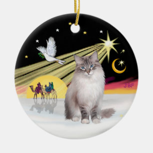 Adorno De Cerámica Paloma de Navidad - Gato Ragdoll (Lynx Colorpiont)