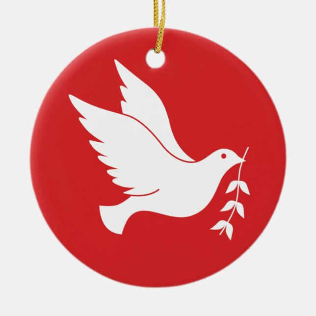 Adorno De Cerámica Paloma y rama de olivo (Frente)