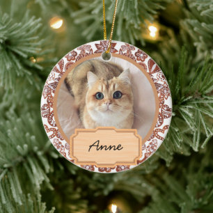 Adorno De Cerámica pan de jengibre navidad personalizado gato Foto 