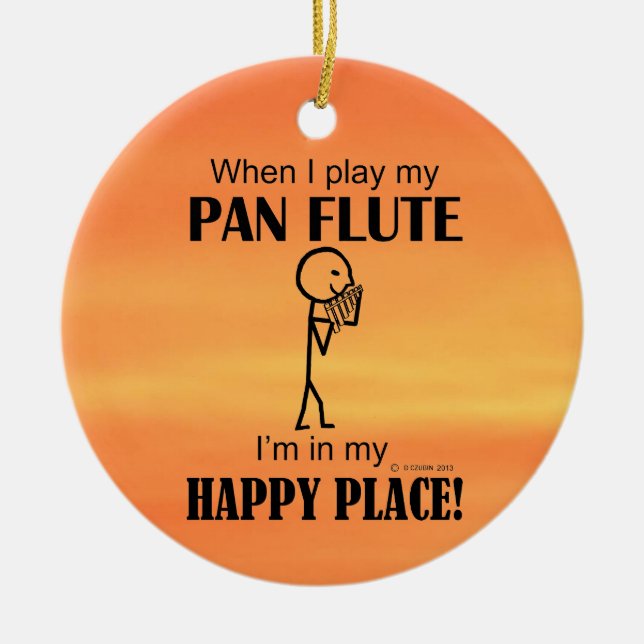 Adorno De Cerámica Pan Flute Happy Place (Frente)