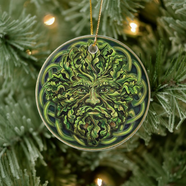 Adorno De Cerámica Pan Pagan Dios Celta Hombre Verde Yule Wiccan Wicc (Árbol)