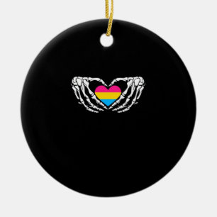 Adorno De Cerámica Pan Pride Skeleton Pan Gótico Corazón de Halloween