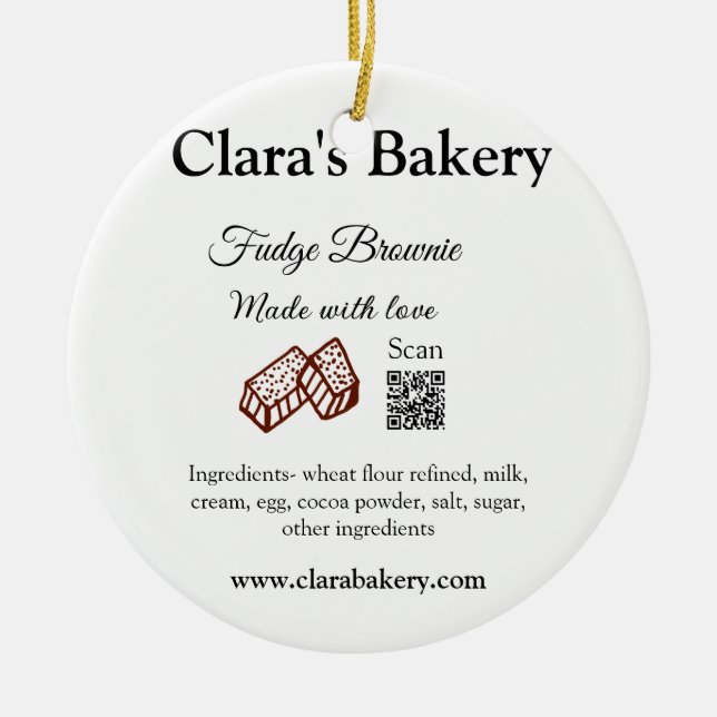 Adorno De Cerámica Panadería brownie agrega ingredientes hechos con a (Frente)