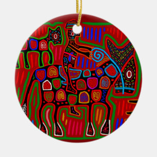 Adorno De Cerámica Panama Mola - Salva un Caballo Monta un Vaquero