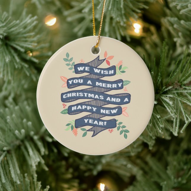 Adorno De Cerámica Pancarta de Navidades florales caprichosos (Árbol)