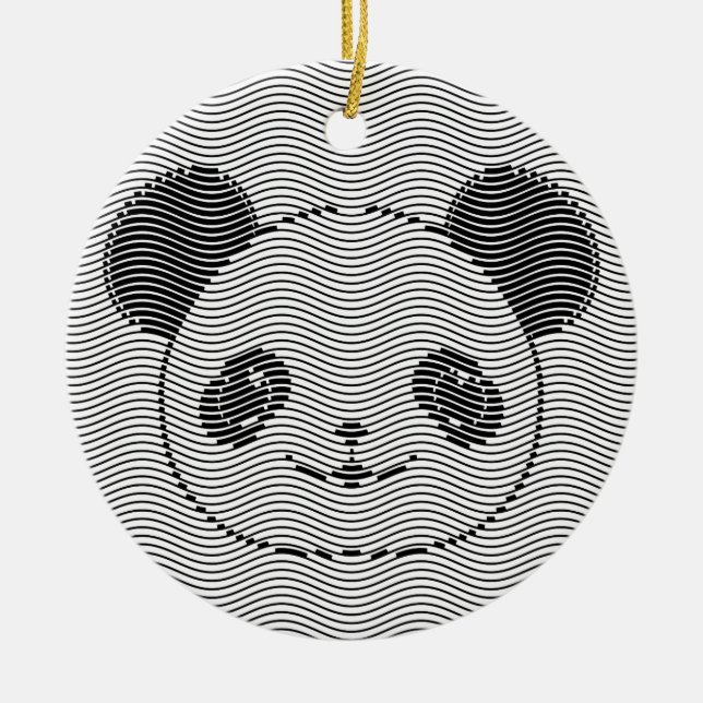 Adorno De Cerámica Panda Bear Face On Wave Pattern (Frente)