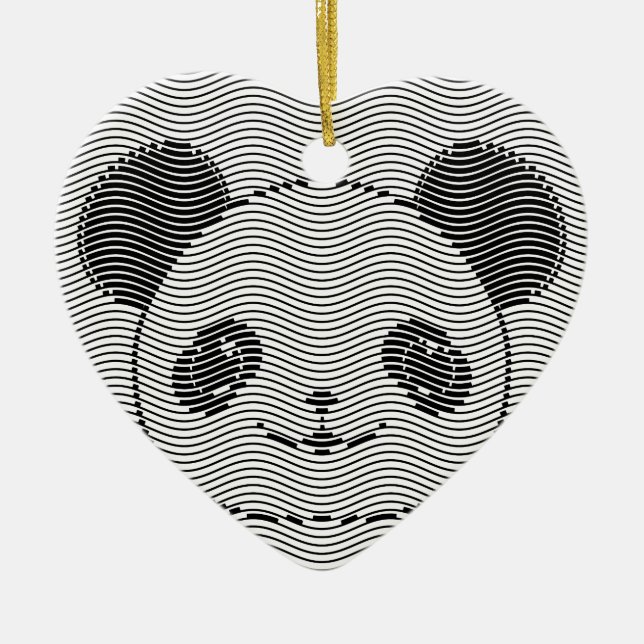 Adorno De Cerámica Panda Bear Face On Wave Pattern (Frente)