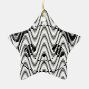 Adorno De Cerámica Panda Bear Face On Wave Pattern