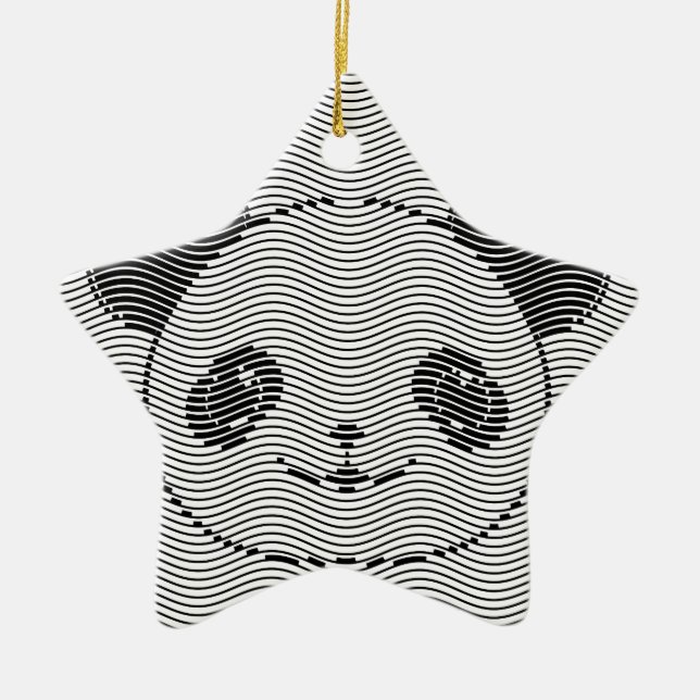 Adorno De Cerámica Panda Bear Face On Wave Pattern (Frente)