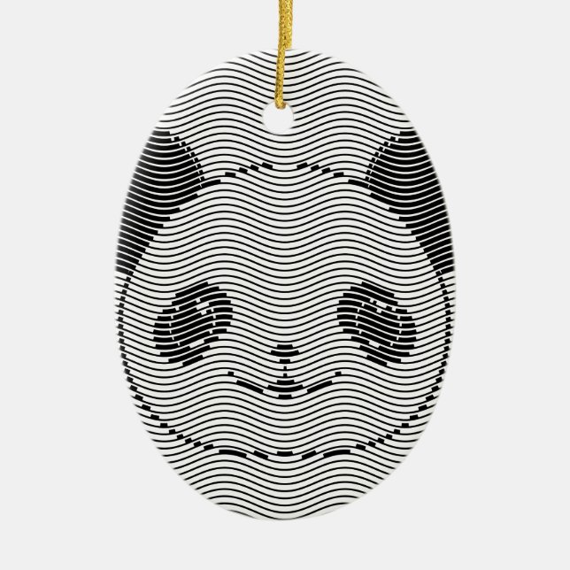 Adorno De Cerámica Panda Bear Face On Wave Pattern (Frente)