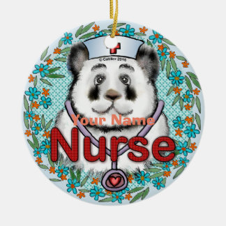 Adorno De Cerámica Panda Bear Nurse custom name ornament