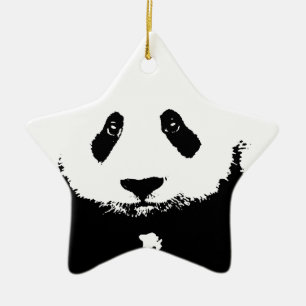 Adorno De Cerámica Panda blanco y negro