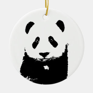 Adorno De Cerámica Panda blanco y negro
