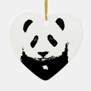 Adorno De Cerámica Panda blanco y negro