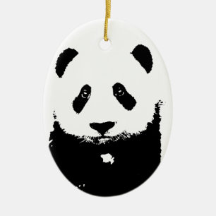 Adorno De Cerámica Panda blanco y negro