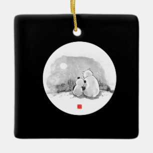 Adorno De Cerámica Panda Cuta Y Amante De Los Animales De Oso Polar