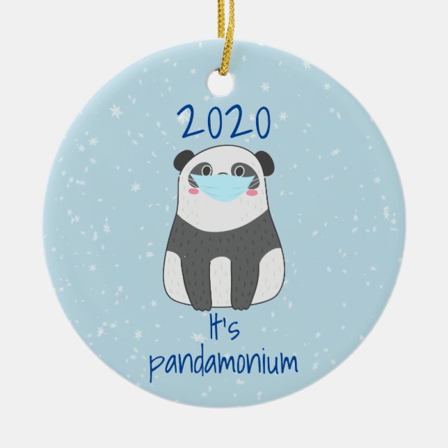 Adorno De Cerámica Panda Cute Navidades Face Mask 2020 (Frente)