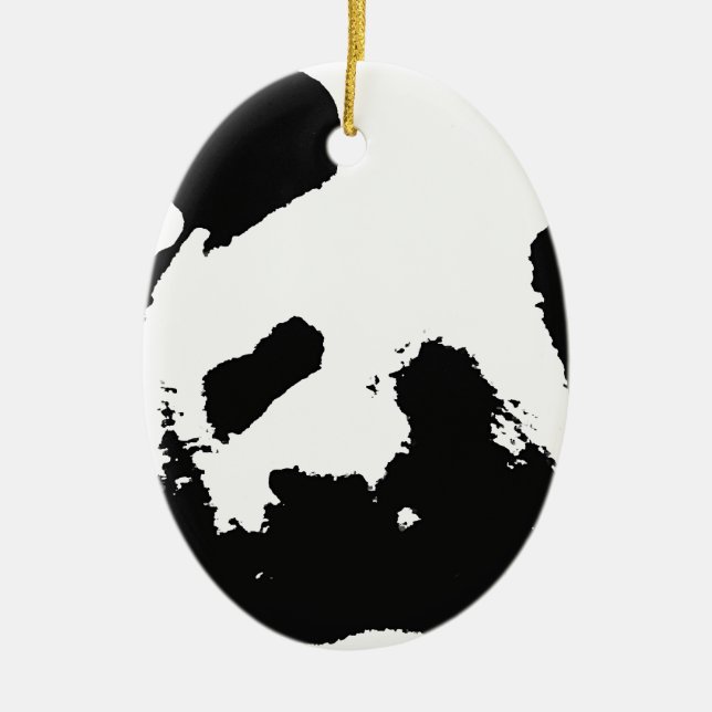 Adorno De Cerámica Panda de arte pop blanco negro (Frente)