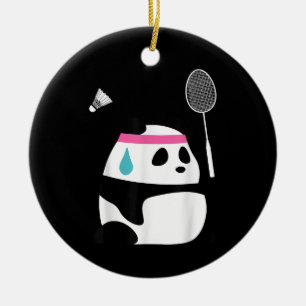 Adorno De Cerámica Panda de bádminton exhausto divertido lindo