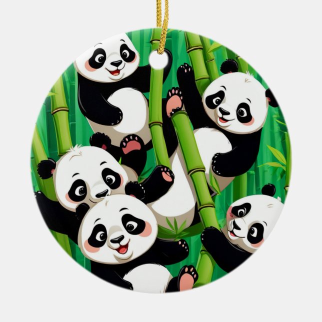 Adorno De Cerámica Panda de bambú (Frente)