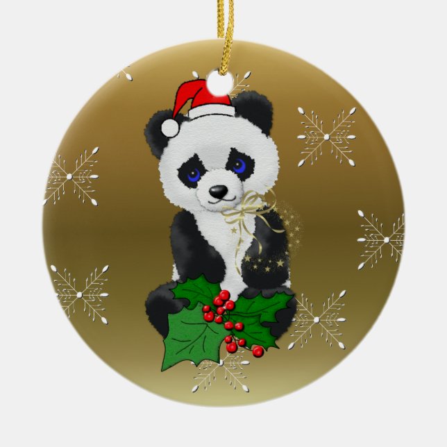 Adorno De Cerámica Panda del navidad (Frente)