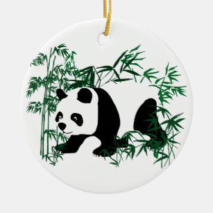 Adorno De Cerámica Panda en el bosque de bambú