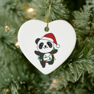 Adorno De Cerámica Panda Navidades Animales De Invierno Pandas Cerámi