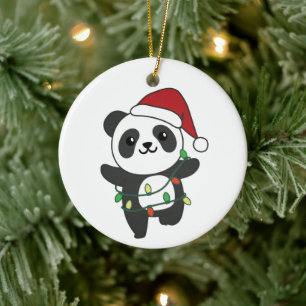 Adorno De Cerámica Panda Navidades Animales De Invierno Pandas Cerámi