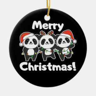 Adorno De Cerámica Panda Navidades Animales Pandas Feliz Navidad