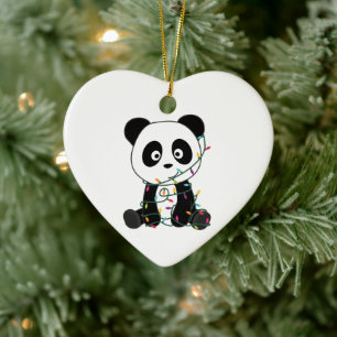 Adorno De Cerámica Panda Navidades Nieve Animales De Invierno Pandas