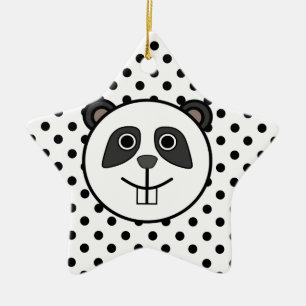 Adorno De Cerámica Panda Polka puntos blanco negro