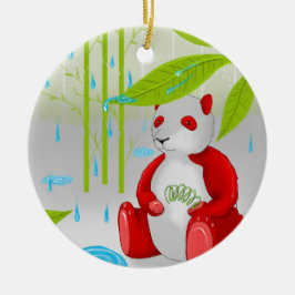 Adorno De Cerámica Panda roja furtiva