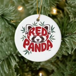 Adorno De Cerámica Panda rojo