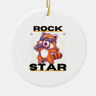 Adorno De Cerámica Panda Rojo: Estrella del rock