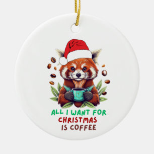 Adorno De Cerámica Panda rojo Todo lo que quiero para los Navidades e