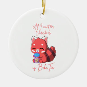 Adorno De Cerámica Panda rojo: Todo lo que quiero para Navidad es Bob