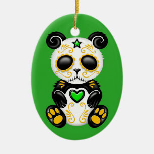 Adorno De Cerámica Panda verde del azúcar del zombi