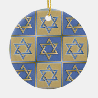Adorno De Cerámica Paneles de Arte Estrella de David Azul Dorado