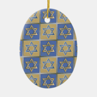 Adorno De Cerámica Paneles de Arte Estrella de David Azul Dorado