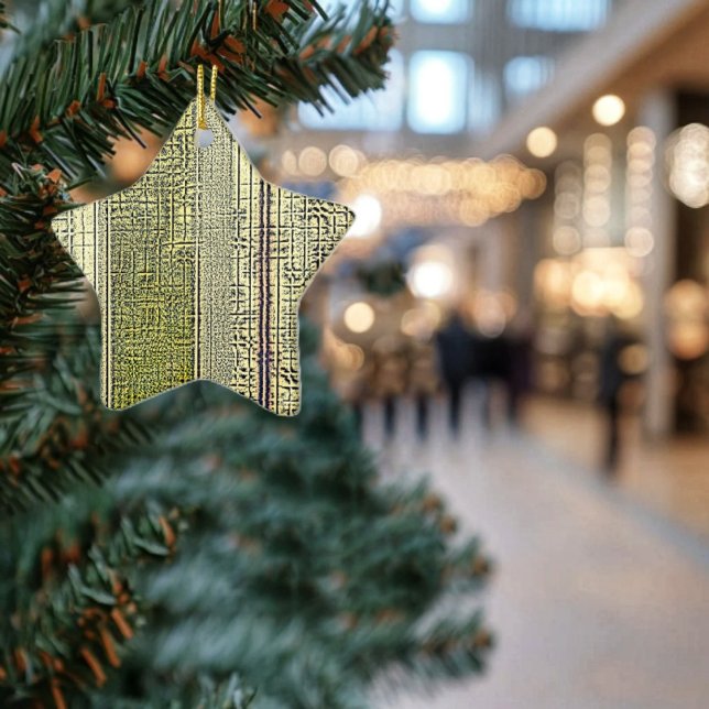 Adorno De Cerámica Paneles dorados (This star-shaped ceramic ornament, illuminates, in gilded gold patterns!)