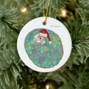 Adorno De Cerámica Pangolín Navideño Adorable