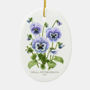 Adorno De Cerámica Pansies Moradas Botánicas
