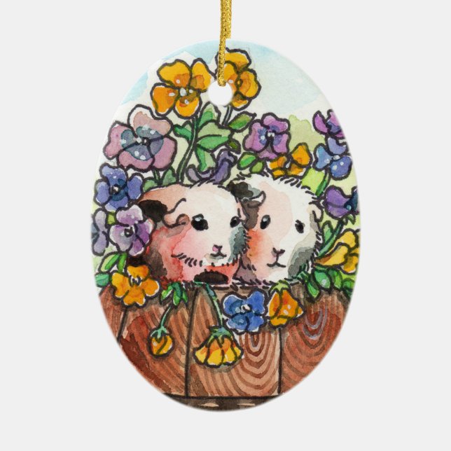 Adorno De Cerámica Pansies y amigos (Frente)