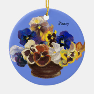 Adorno De Cerámica Pansy Bouquet