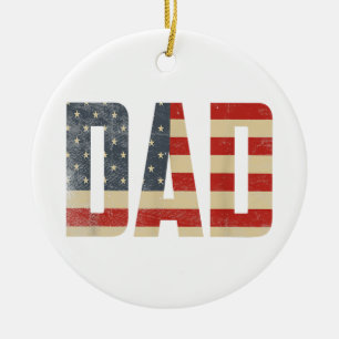 Adorno De Cerámica Papá Bandera Americana Patriótica Negrita Día del