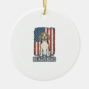 Adorno De Cerámica Papá Beagle Patriótico Diseño de Perro de Grabado 