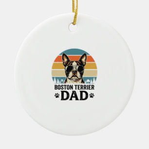 Adorno De Cerámica Papá Boston Terrier Diseño Vintage Amante Perros_1