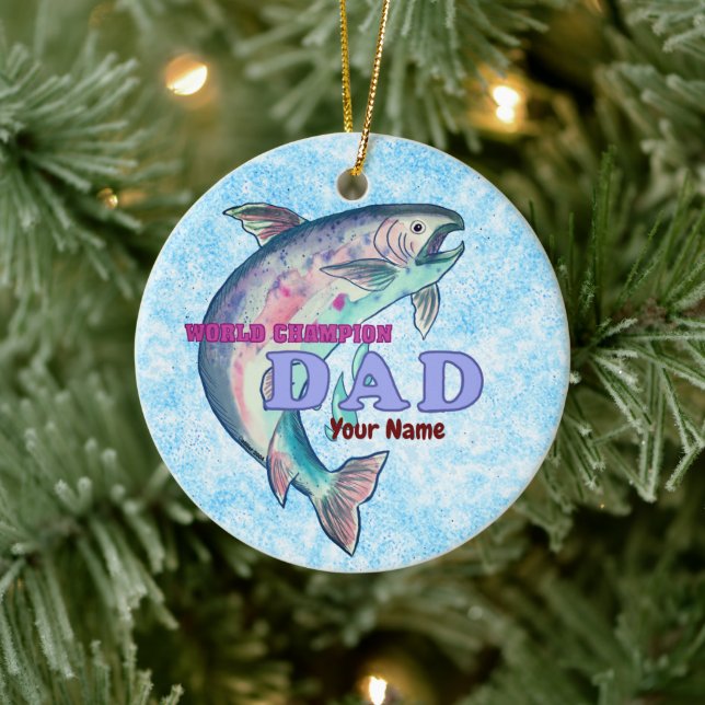 Adorno De Cerámica Papa campeón de pesca (Árbol)