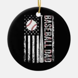 Adorno De Cerámica Papá de béisbol Bandera estadounidense Día del pad