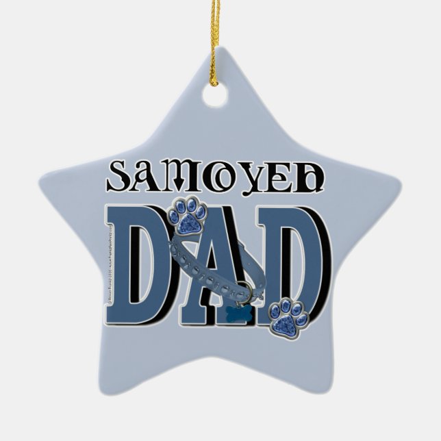 Adorno De Cerámica PAPÁ del samoyedo (Frente)